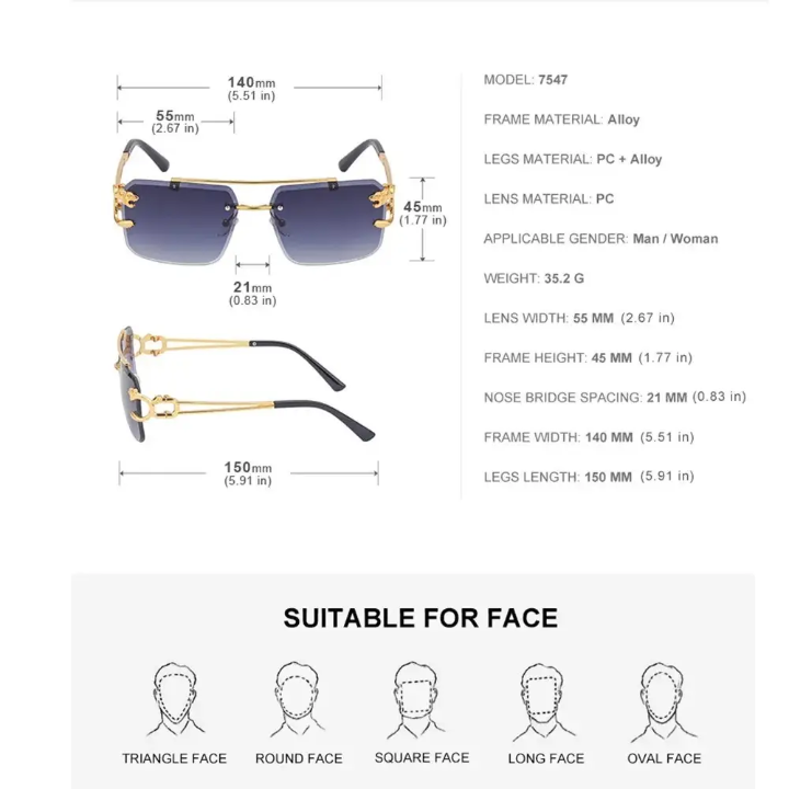 Rimless Fashion Sunglasses
